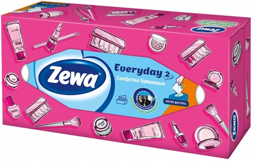 Servetele faciale Everyday, 2 straturi, 100 buc/cutie, diverse modele Zewa 