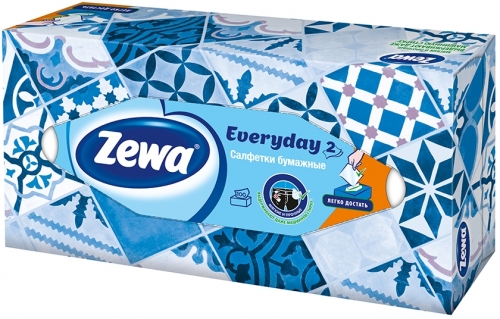 Servetele faciale Everyday, 2 straturi, 100 buc/cutie, diverse modele Zewa 