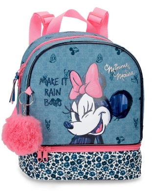 Ghiozdan gradinita fete, compartiment termoizolant, Disney Minnie Mouse Make it Rain Bows