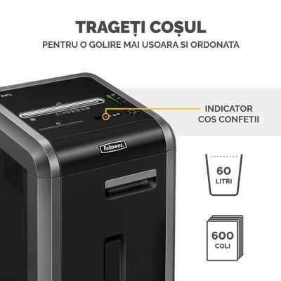 Distrugator documente manual, P4, 22 coli, cross cut, functionare continuu, Powershred 225Ci Fellowes