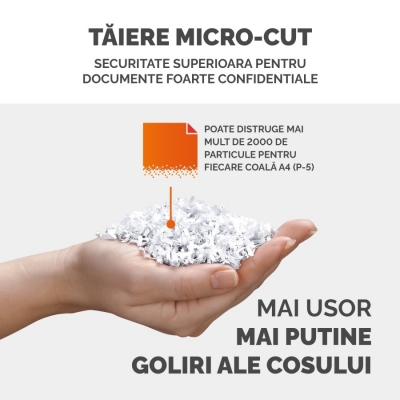 Distrugator documente manual, P5, 10 coli, micro cut, 10M, Powershred Fellowes 