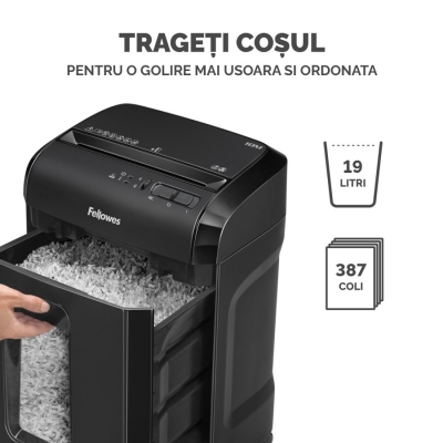 Distrugator documente manual, P5, 10 coli, micro cut, 10M, Powershred Fellowes 