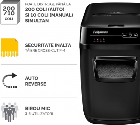 Distrugator documente 200 coli Fellowes AutoMax 200C resigilat