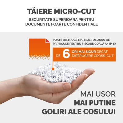 Distrugator documente automat, P5, 200 coli, micro cut, 32 litri, Automax 200M Fellowes