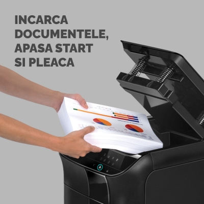 Distrugator documente automat, P5, 600 coli, micro cut, 83 litri, functionare continuu, AutoMax 600M Fellowes 