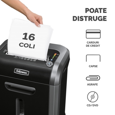 Distrugator documente manual, P4, 16 coli, cross cut, Powershred 79Ci Fellowes