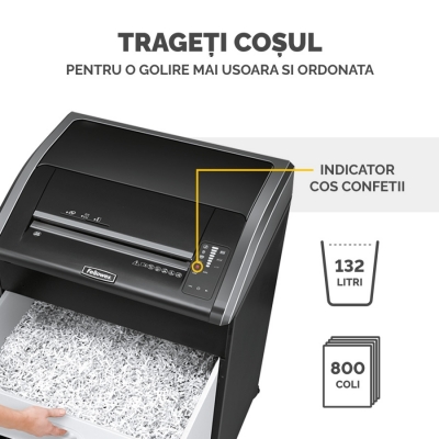 Distrugator documente manual, P2, 40 coli, strip cut, functionare continuu, Powershred 485i Fellowes