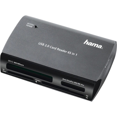 Cititor de carduri 65 in 1, USB 2.0, Memory Stick, SD/microSD, CompactFlash Type II, Hama 