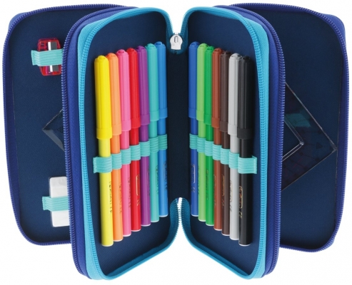 Penar echipat 31 piese 3 fermoare Dip Dye, Herlitz, culoare albastru / turcoaz