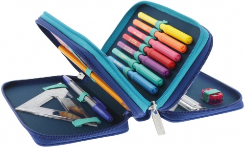 Penar echipat 31 piese 3 fermoare Dip Dye, Herlitz, culoare albastru / turcoaz