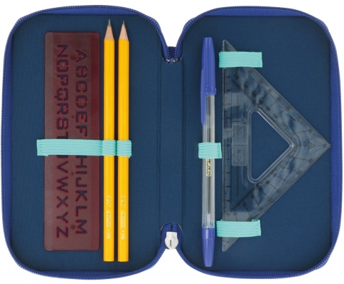 Penar echipat 31 piese 3 fermoare Dip Dye, Herlitz, culoare albastru / turcoaz