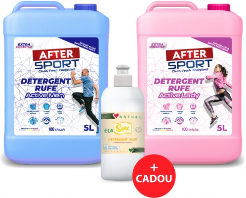 Pachet detergent Activemen 5L si Activelady 5L + Cadou detergent vase ecologic EcoSviz 500mL