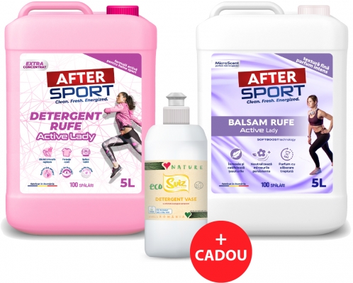 Pachet detergent 5L si balsam 5L Activelady + Cadou detergent vase ecologic EcoSviz 500mL