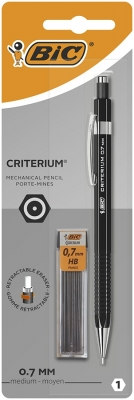 Creion mecanic Criterium, 0.7 mm, blister 1 bucata + 12 mine HB BIC