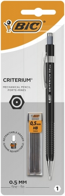 Creion mecanic Criterium, 0.5 mm, blister 1 bucata + 12 mine HB BIC