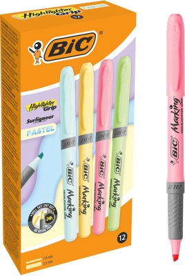 Evidentiator Brite Liner Grip asortate pastel 12 buc/set Bic
