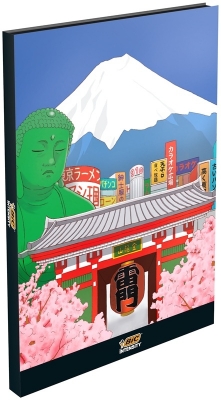 Set BIC Intensity Japan, 10 fineliners, 12 markere de colorat dual tip, 1 caiet, 1 washi tape, 1 notite autoadezive