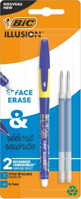 Roller gel termosensibil BIC Illusion, 1 roller albastru + 2 rezerve