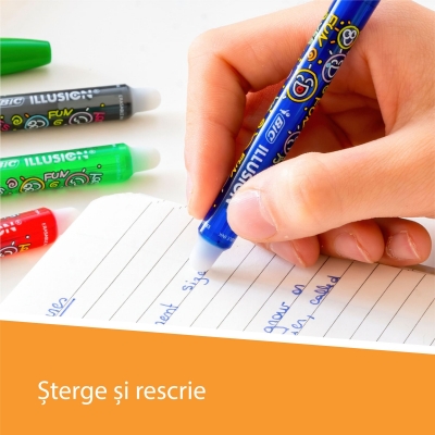 Roller gel termosensibil BIC Illusion, 1 roller albastru + 2 rezerve