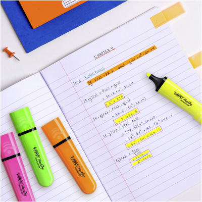 Evidentiator BIC, Highlighter Flat, culori neon asortate, 4 buc/set