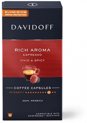 Cutie 10 capsule cafea compatibile Nespresso Cafe Rich Aroma Espresso Davidoff