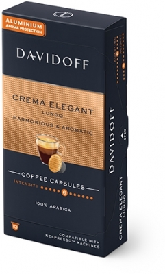Cutie 10 capsule cafea compatibile Nespresso Cafe Crema Elegant Lungo Davidoff