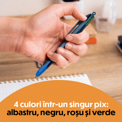 Pix BIC, 4 culori, smooth drop, cerneala, hybrid, 1.00mm