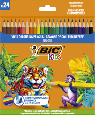 Creioane colorate BIC, din lemn, Evolution Smooth, 2.9mm 24 buc/set