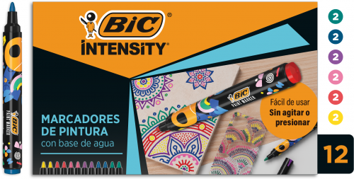 Markere cu vopsea BIC Intensity, culori asortate, 1.5mm, cutie 12 buc/set
