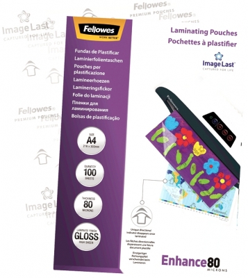 Folii laminare 80 microni Fellowes A4 glossy, Enhance 100 buc/set