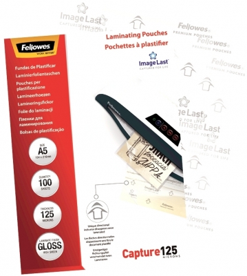 Folii laminare A5 lucioase 125 microni 100/set Capture Fellowes