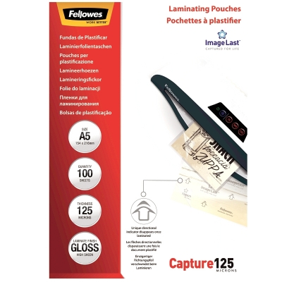 Folii laminare A5 lucioase 125 microni 100/set Capture Fellowes