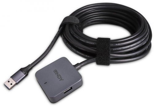 Hub Lindy 4 Porturi, interfata USB 3.2 / 3.1 Gen 1 / USB 3.0, lungime 5m, latime de banda suportata 5Gbs, chipset: VL817-Q7, gri