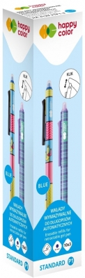 Rezerva roller retractabil cu rescriere Happy Color, 3 bucati/set, 0.5 mm, albastru
