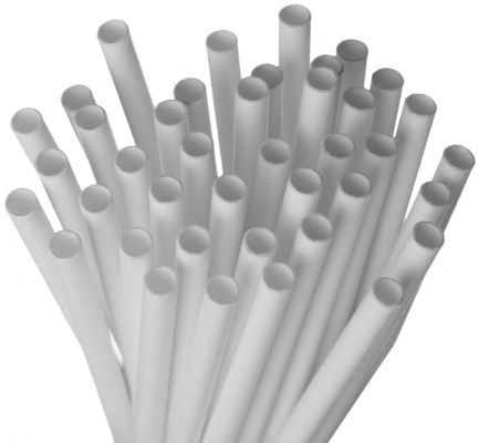 Paie biodegradabile rotunde albe din trestie, 6mm, 50buc/set Biodeck