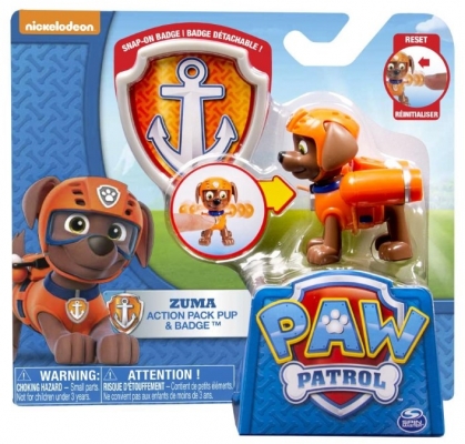 Figurina Zuma salvamar, 6.3 cm cu insigna Paw Patrol Spin Master