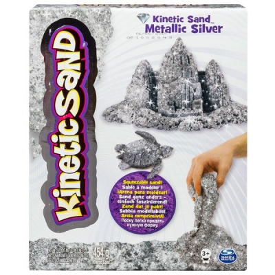 Nisip kinetic Metale si minerale stralucitoare, argintiu, 454 gr Spin Master