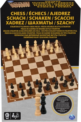 Joc de societate sah, piese din lemn, Spin Master