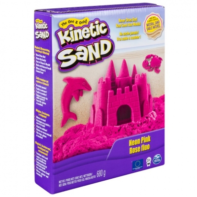 Nisip kinetic Deluxe, culori neon, 680 gr, roz Spin Master