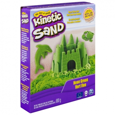 Nisip kinetic Deluxe, culori neon, 680 gr, verde Spin Master