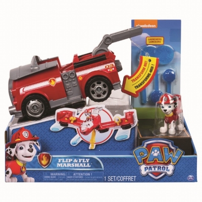 SET DE JOACA 2 IN 1 VEHICUL TRANSFORMABIL MARSHALL FLIP AND FLY PATRULA CATELUSILOR SPIN MASTER