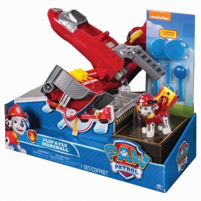 SET DE JOACA 2 IN 1 VEHICUL TRANSFORMABIL MARSHALL FLIP AND FLY PATRULA CATELUSILOR SPIN MASTER