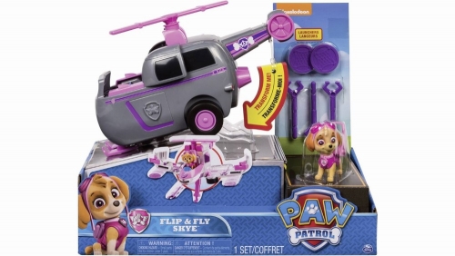 SET DE JOACA VEHICUL TRANSFORMABIL 2 IN 1 SKYE FLIP AND FLY PATRULA CATELUSILOR SPIN MASTER