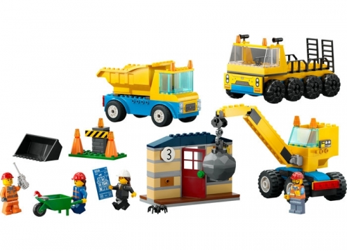 Camioane de constructie si macara cu bila pentru demolari 60391 LEGO City