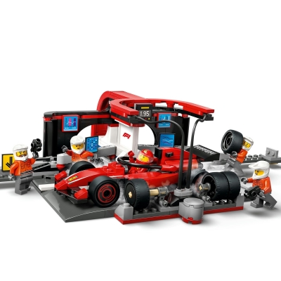 Boxa si mecanici F1 cu masina Ferrari 60443 LEGO City