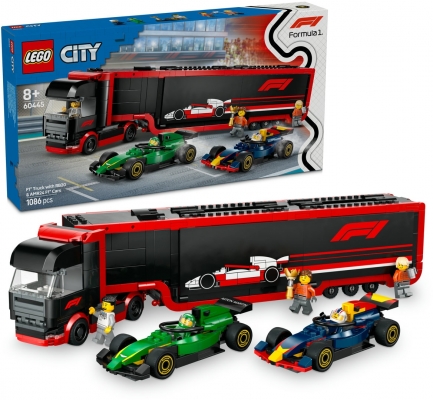 Camion F1 cu masinile F1 RB20 si AMR24 60445 LEGO City