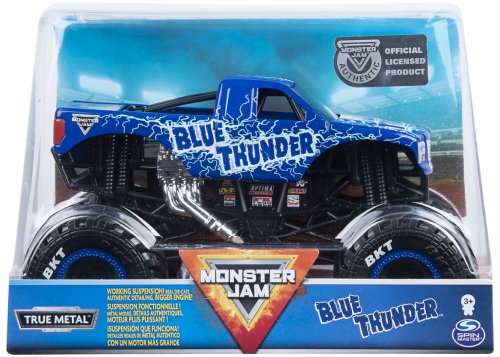 Masina de jucarie Macheta Metalica, scara 1 la 24, Blue Thunder Monster Jam Spin Master