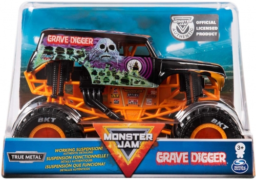 Masina de jucarie Macheta Metalica, scara 1 la 24, Grave Digger Monster Jam Spin Master