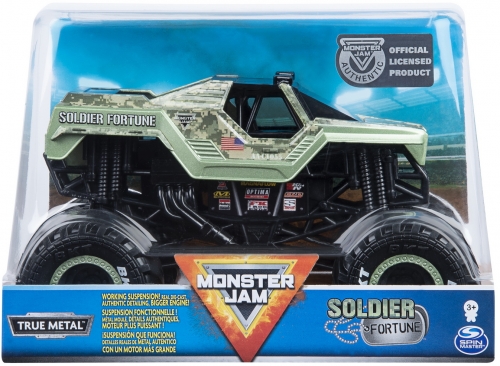 Masina de jucarie Macheta Metalica, scara 1 la 24,  Soldier Fortune Monster Jam Spin Master