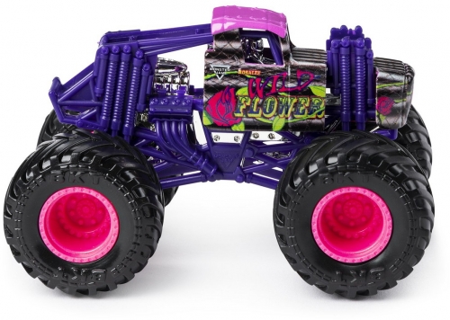 Masina de jucarie metalica, scara 1 la 64, Wild Flower Monster Jam Spin Master